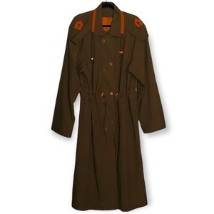 VINTAGE gorgeous near mint condition fall trench coat in brown hermes orange